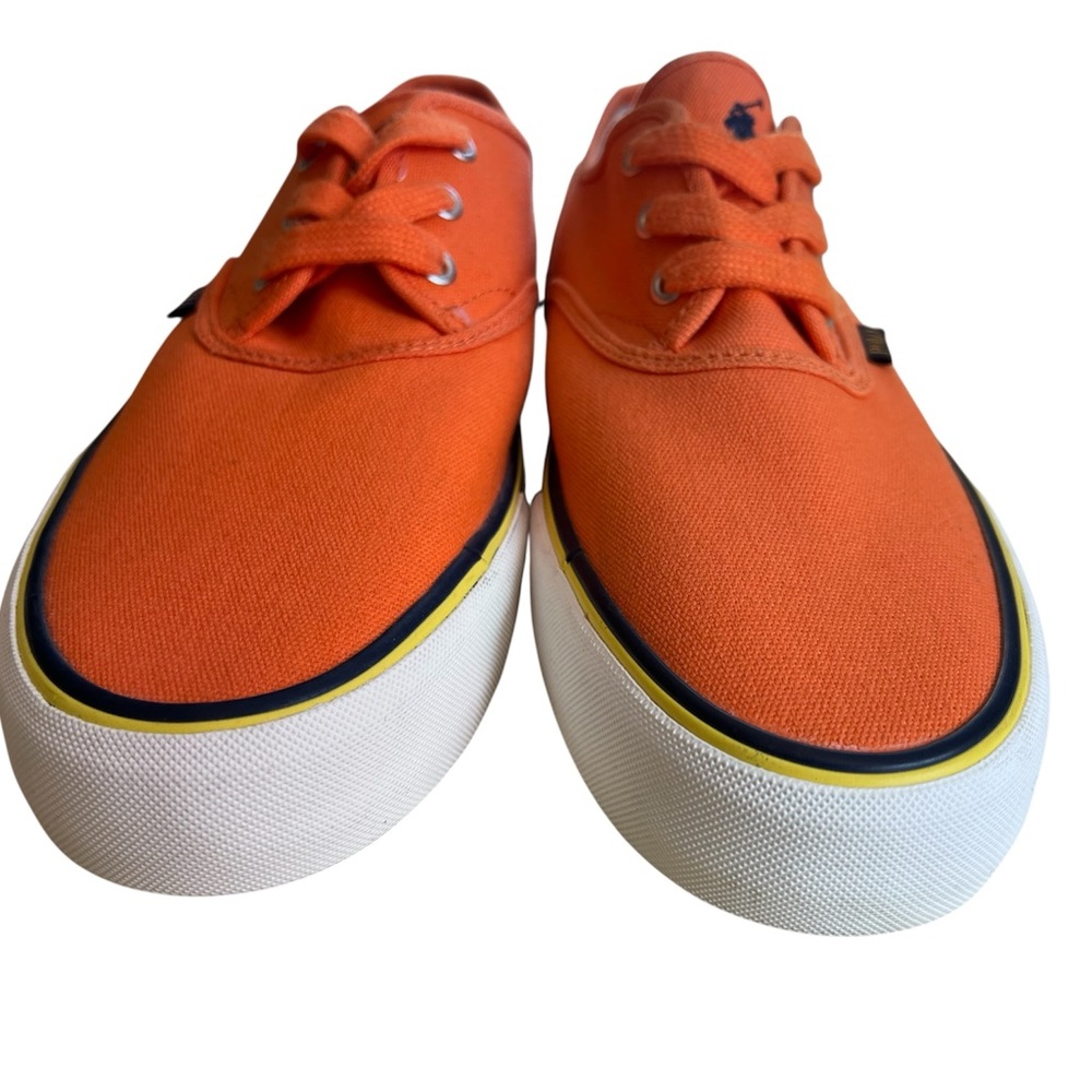 Ralph Lauren Polo Morray Bright Orange Canvas Low-Top Sneakers Size 10.5 - Picture 6 of 16